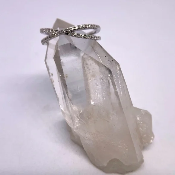 Unique 1 carat Moissanite Criss Cross Wedding Band Ring Size 9 - Picture 5 of 12